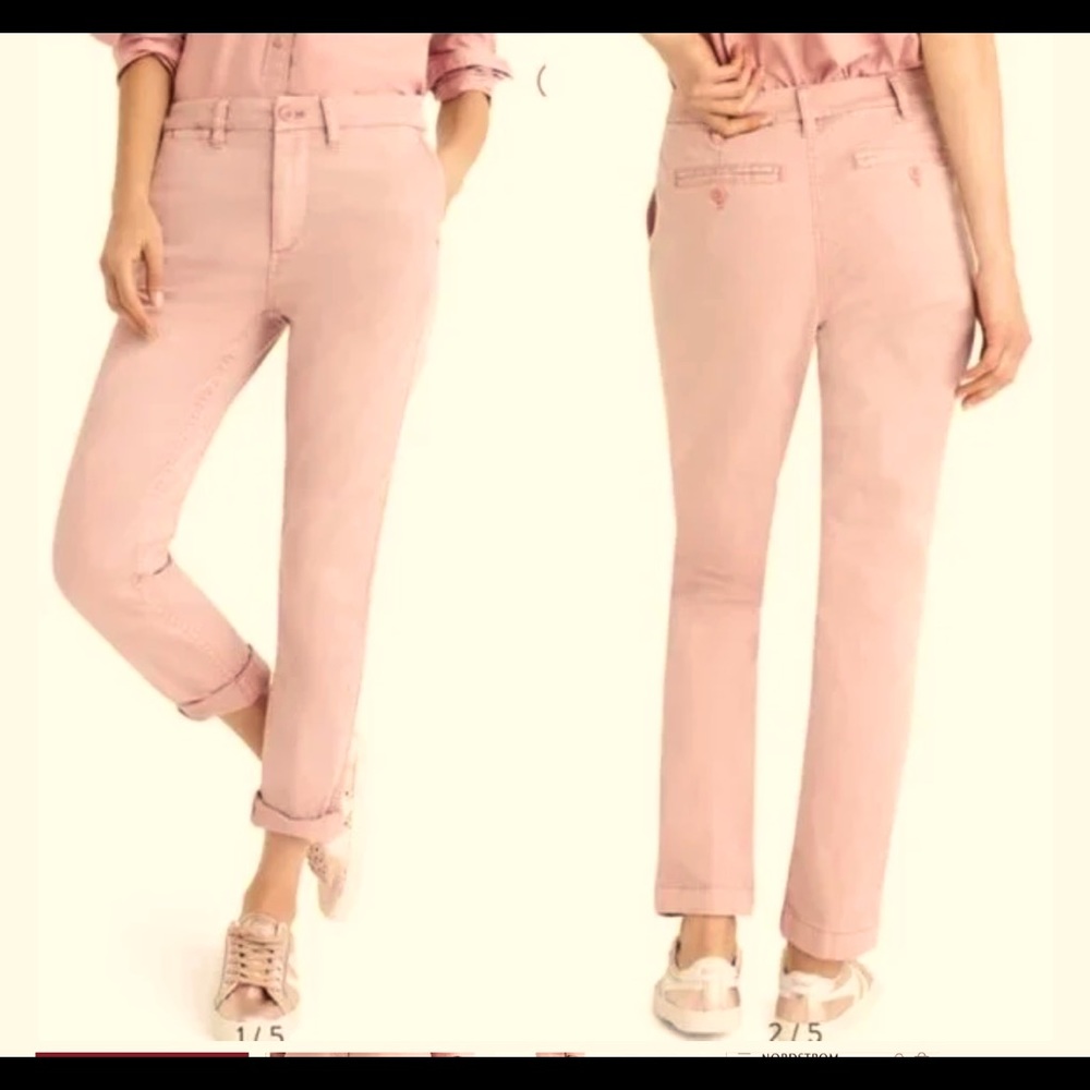 J Crew Slim Broken in boyfriend pink chino pants. High rise relaxed fit.